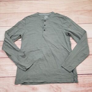 Fat Face Shirt Mens Small Green Long Sleeve Henley Cotton Casual Top Preppy